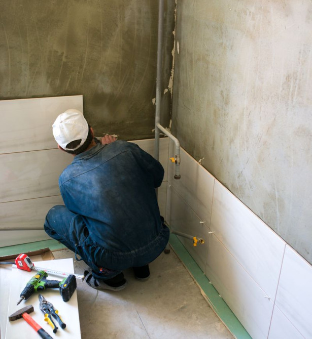 Pose de salle de bain